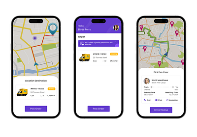 Order Pick courier service delivery app e commerce logistics app map design package tracking parcel delivery shipping tracking app transportation app