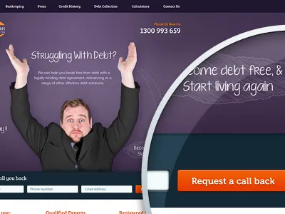 Landing Page Concept button debt field landing