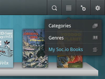 Soc.io Mall eReader android app book icons menu reader submenu transparency ui user interface