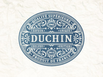 Duchin design emblem flourish french graphic illustrator jcdesevre label logo logo design logo designer retro vector