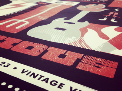 Tenacious D printed poster 3 color fire flame gig poster guitar halftone poster tenacious d typography