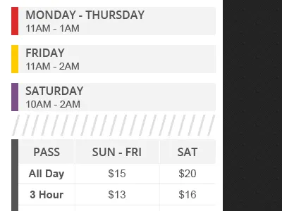Hours & Pricing gaming center open sans store hours tactile noise