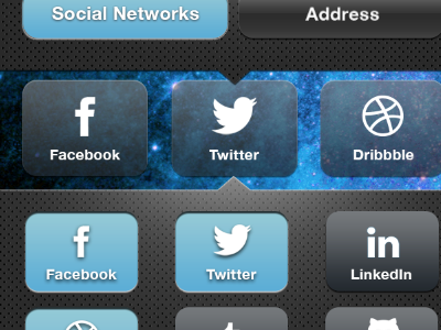 Social Media Selector app buttons social toggle ui