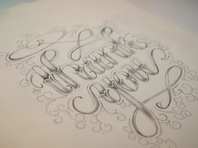 Thanks Again! design hand lettering ornament pencil swirl type