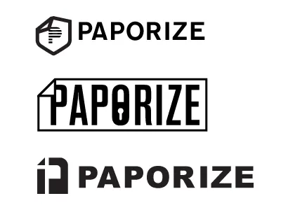 Paporize Logo Initial Concepts document encryption file lock logo security tracker