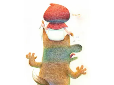 Let's go!! character color pencil illustration ssebong