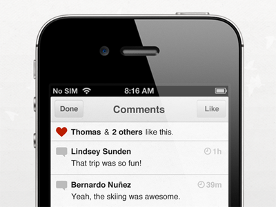 Likes & comments app bump comments flock ios likes