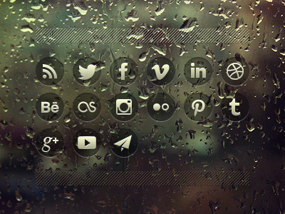 Some Social Icons for a Rainy Day behance dribbble email facebook flickr google icon instagram lastfm linkedin pinterest rainy rss set social tumblr twitter vimeo youtube