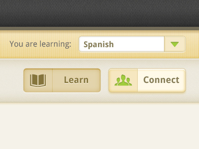 Learn & Connect Buttons button connect dropdown header language learn nav ui website