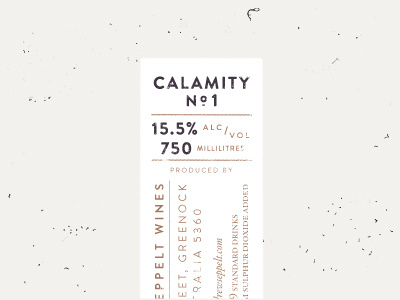 Calamity No.1 Label Lock up calamity no.1 typography