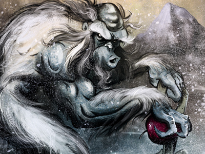 Yeti bigfoot character design creature digital art illustration painting sasquatch yeti