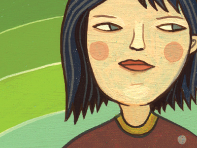 green girl girl hand painted illustration