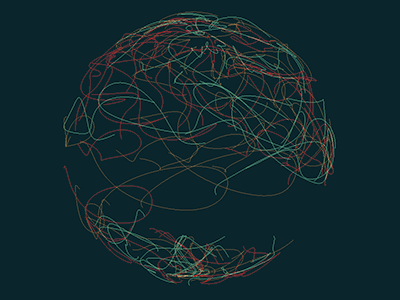 Simplex Trails generative noise sphere webgl