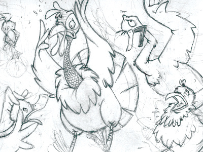 Chicken Little chicken little childrens book duck goose hen illustration pencils sketch turkey