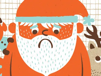 SAD SANTA beard childrens book color design sad santa silkscreen