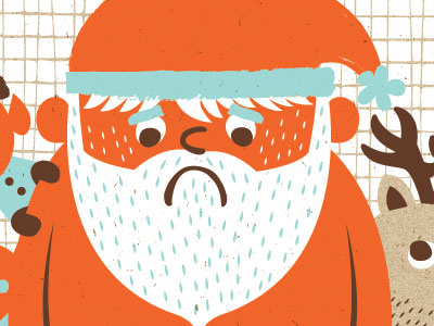 SAD SANTA beard childrens book color design sad santa silkscreen