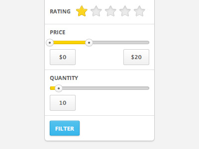 Filter Panel button css slider ui ux website