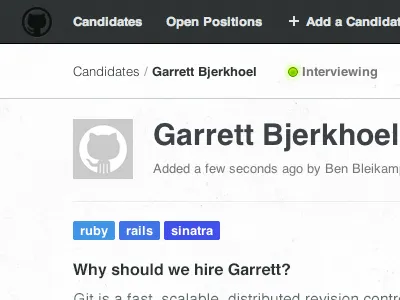 Tracking candidates github ui