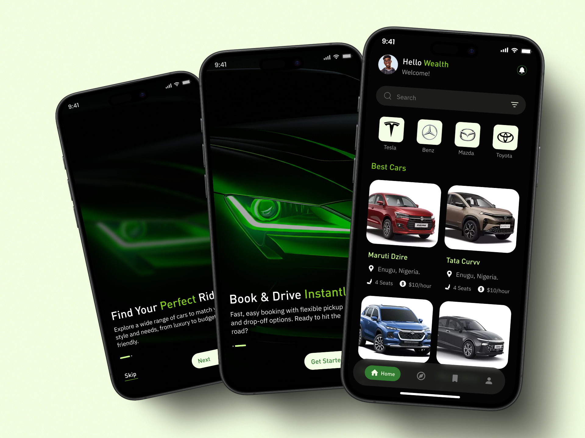 Car Rental App 3d animation app design branding car design design motion graphics product design ui uiux