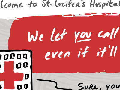 St. Lucifer's Hospital designpro hand drawn hospital illustration red vector