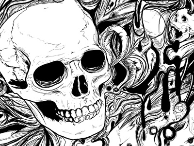 Skull black and white details illustration illustrator ink poster skull