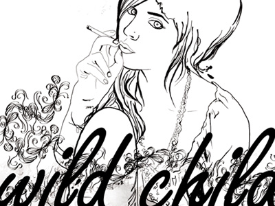 Wildchild black and white details hanna beth illustration illustrator ink poster