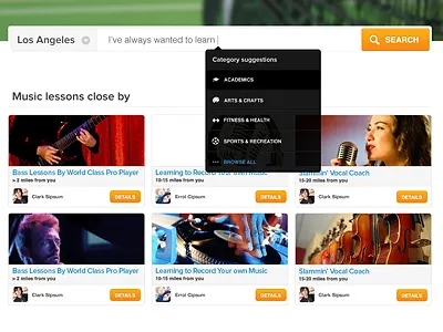 home search education orange search bar