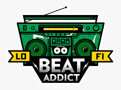 Sprite Beat Addict Badge atpc boombox design illustration music nathan walker sprite vector