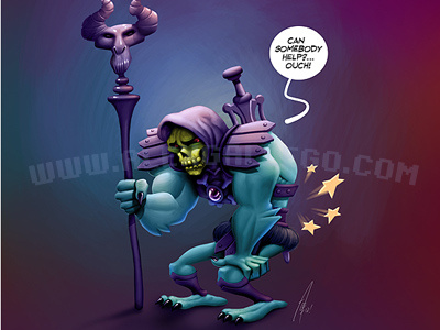 Skeletor MASTERS OF THE UNIVERSE Tribute painting. cartoon he man humour joke man at arms man e faces masters of the universe motu motu classics skeletor teela trap jaw triclops