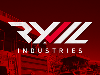 Ryvil Industries black industrial logo potentially illegible red