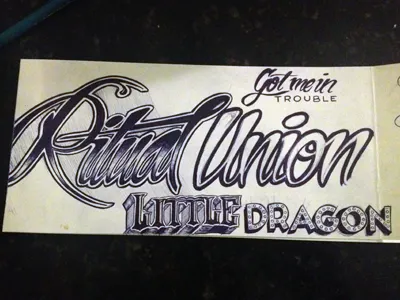 Ritual union doodle lettering little dragon music pen sketch song