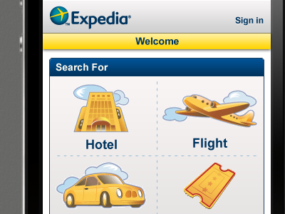 Expedia homepage hotel menu mobile mobile web travel ui