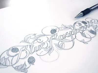 Rasp blue drawing lettering pencil raspberry schmetzer sketch typography