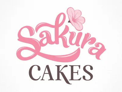 Drbl.Shot Sakuracakes bakery cake flower logo pastry pink script font