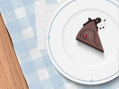 Dessert! cake chocolate napkin plate shadow table texture wood
