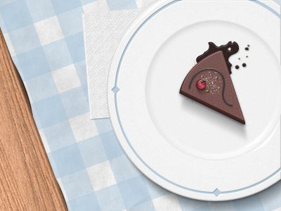 Dessert! cake chocolate napkin plate shadow table texture wood