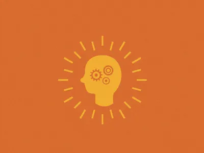 Think brain gears glow idea mind orange think yellow
