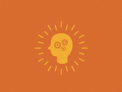 Think brain gears glow idea mind orange think yellow