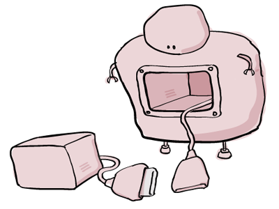 Can't Get Connected doodle fail funny line drawing robot sketch tummy usb