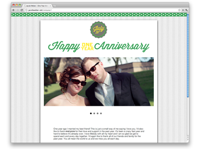 One Year anniversary green pattern slider texture type web