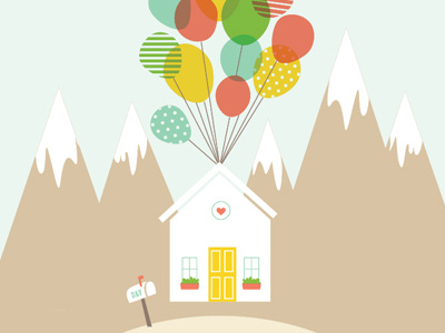 "UP" themed wedding balloons house illustration mailbox mountains up movie