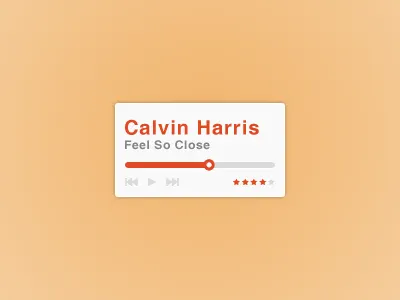 Media Player clean design gray media minimal music orange play player rate rating red simple ui ux white