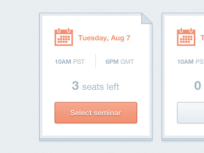 Select seminar blue box button date orange red select seminar ui ux web website