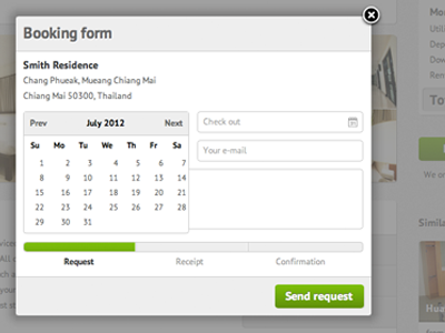 Booking Form booking calendar form overlay process step