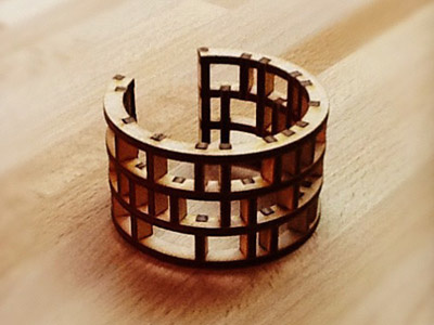 Cuff industrial design jewelry lasercut product design wood