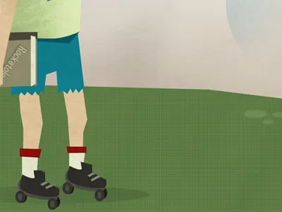 Rocketman book cutoff jeans skates texture tube sox