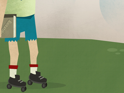 Rocketman book cutoff jeans skates texture tube sox