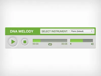 23andMe - DNA Melody Player audio buttons gray green music play player slide ui