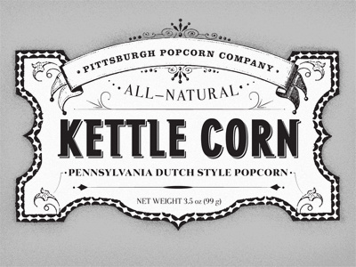 Kettle Corn Popcorn Label design label packaging popcorn type typography