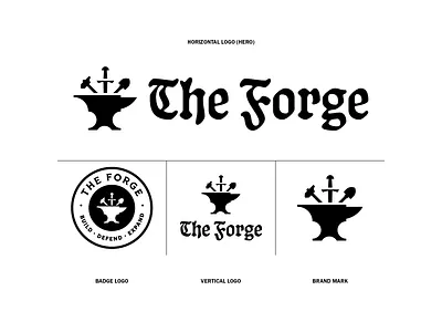 The Forge - Logo Assets anvil badge blacksmith branding christian forge hammer identity logo media minimal podcast reformed shovel sword